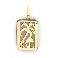 Pendentif en Or 18K et Nacre de Tahiti - Dimensions = 18 X 12 mm - Motu