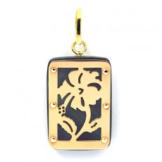 Pendentif en Or 18K et Nacre de Tahiti - Dimensions = 18 X 12 mm - Hibiscus