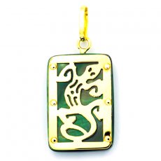 Pendentif en Or 18K et Nacre de Tahiti - Dimensions = 18 X 12 mm - Margouillat