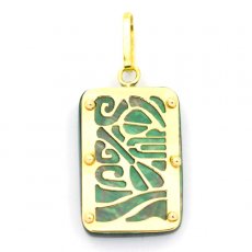 Pendentif en Or 18K et Nacre de Tahiti - Dimensions = 18 X 12 mm - Piroguier