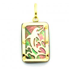 Pendentif en Or 18K et Nacre de Tahiti - Dimensions = 18 X 12 mm - Dauphin