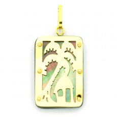 Pendentif en Or 18K et Nacre de Tahiti - Dimensions = 24 X 16 mm - Motu