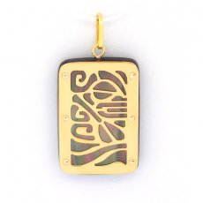 Pendentif en Or 18K et Nacre de Tahiti - Dimensions = 24 X 16 mm - Piroguier