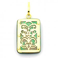 Pendentif en Or 18K et Nacre de Tahiti - Dimensions = 24 X 16 mm - Virilité